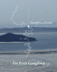 picture with a map on a background of an island depicting i'm from mugwort serum origins from ganghwa in south korea