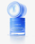 one open 70 ml bottle of Laneige water sleeping mask on another close wet box
