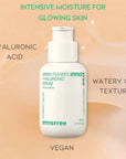 Innifree green tea seed hyaluronic serum on its watery gel serum background with informations on the picture